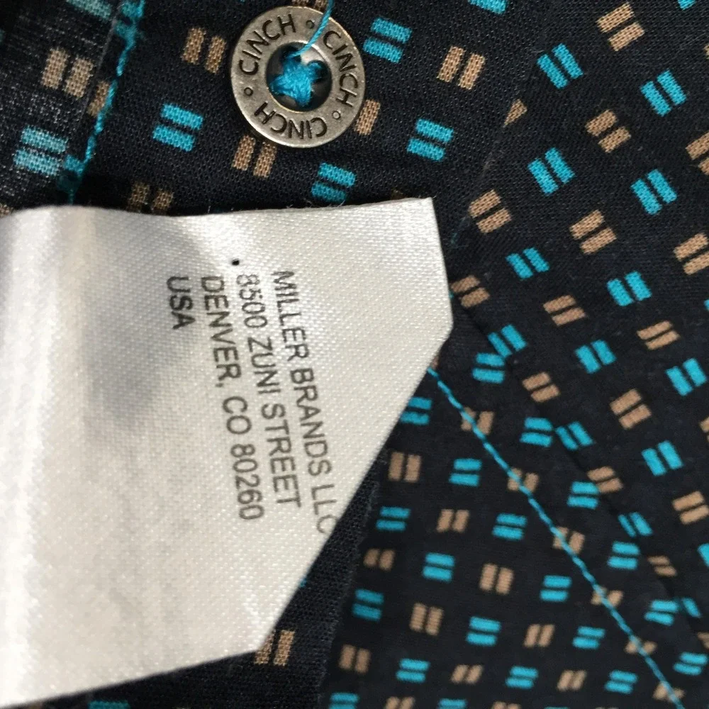 Cinch Mens Shirt Modern Fit Western Geometric Snap L Black Teal